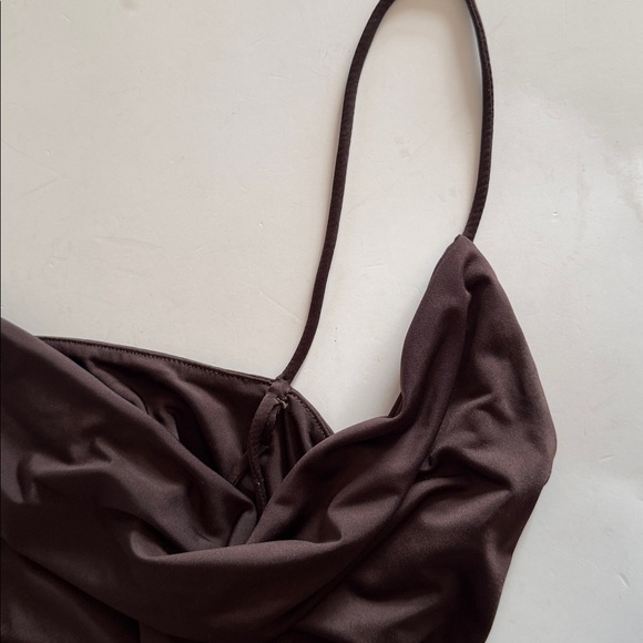 Lovers & Friends Odessa Espresso Brown Ruched Thin Strap Slip Maxi Gown size XL - Picture 12 of 12